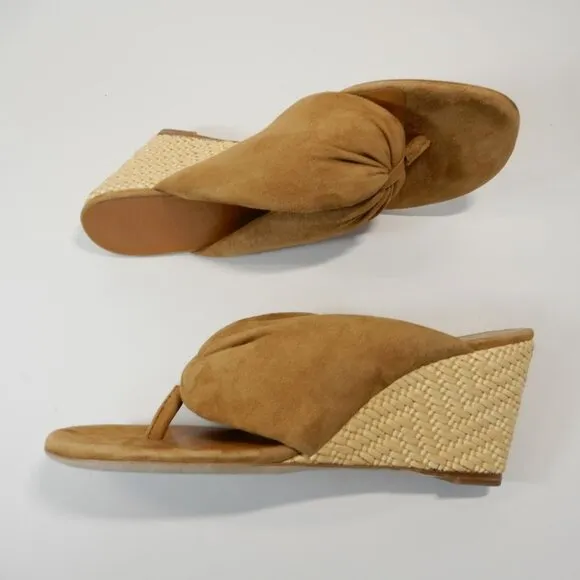 STAUD Dahlia Espadrille Wedge Sandals Size 39 9 Camel Suede Leather NEW $395