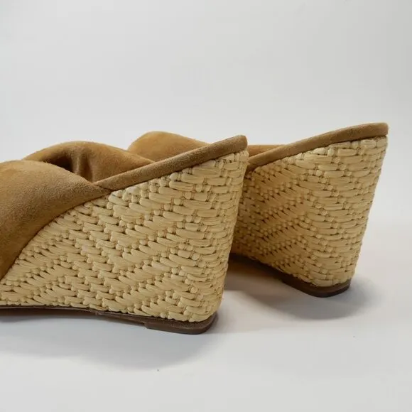 STAUD Dahlia Espadrille Wedge Sandals Size 39 9 Camel Suede Leather NEW $395