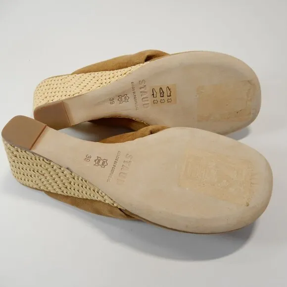 STAUD Dahlia Espadrille Wedge Sandals Size 39 9 Camel Suede Leather NEW $395