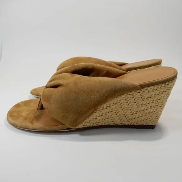 STAUD Dahlia Espadrille Wedge Sandals Size 39 9 Camel Suede Leather NEW $395