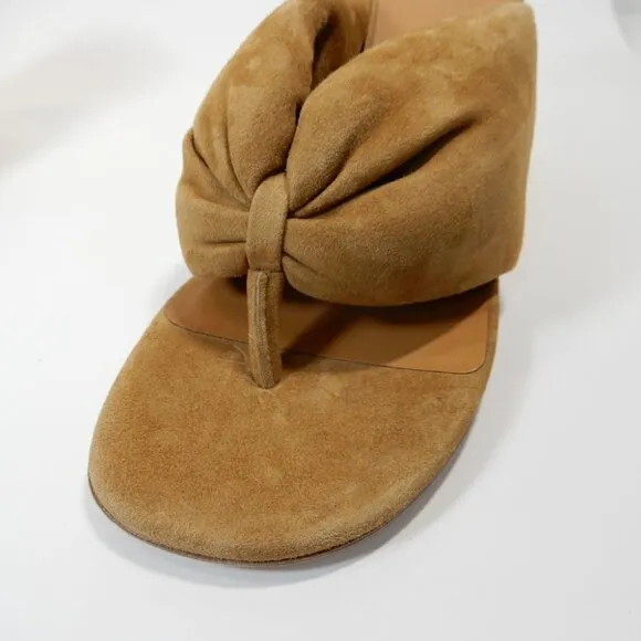 STAUD Dahlia Espadrille Wedge Sandals Size 39 9 Camel Suede Leather NEW $395