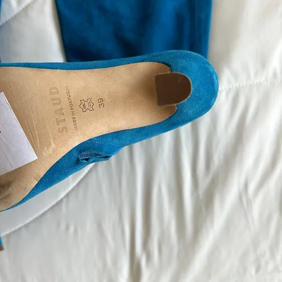STAUD OVER THE KNEE SUEDE LEATHER CAMI BOOTS IN DIRECTORS BLUE - size 39