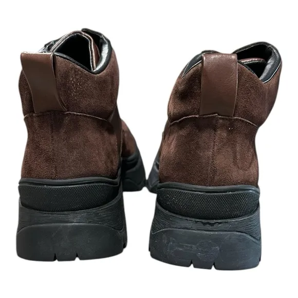 STAUD Suede Lace Up Boots in Brown