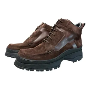 STAUD Suede Lace Up Boots in Brown