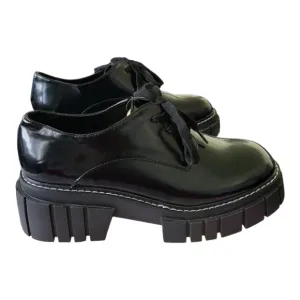 Steve Madden Black Faux Patent Leather Platform Shoes Size 10 New