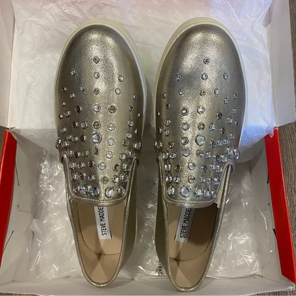 Steve Madden Ellis Metal Multi Slip On Sneaker Flats Shoes 10 New