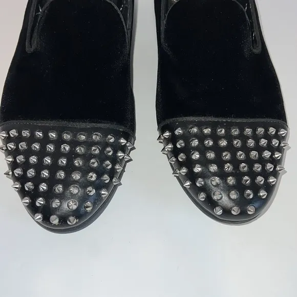 Steve Madden Mens Suede Black Spike Studded Slip On Goth Shoe Loafer Size 10