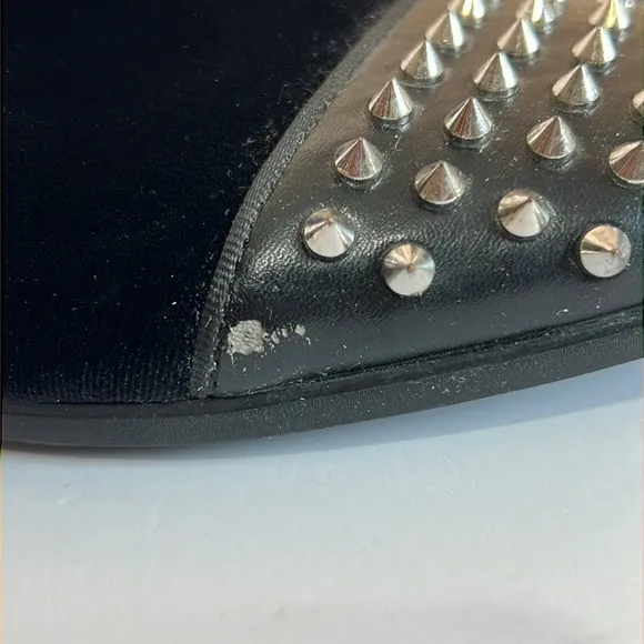 Steve Madden Mens Suede Black Spike Studded Slip On Goth Shoe Loafer Size 10