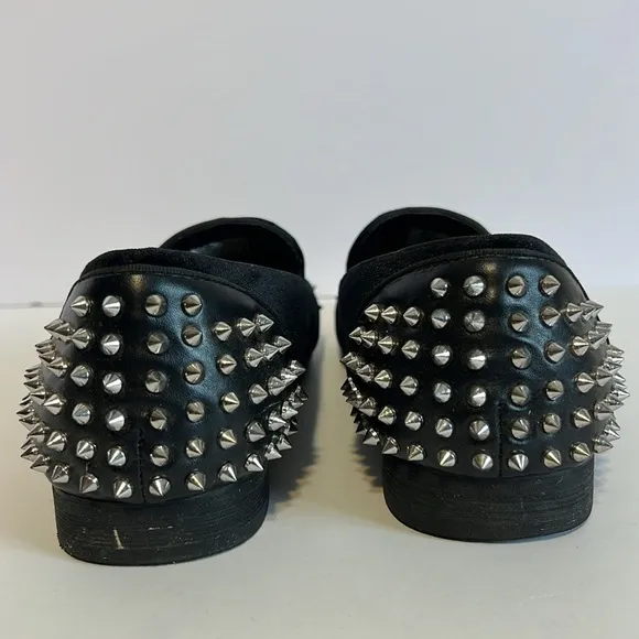 Steve Madden Mens Suede Black Spike Studded Slip On Goth Shoe Loafer Size 10