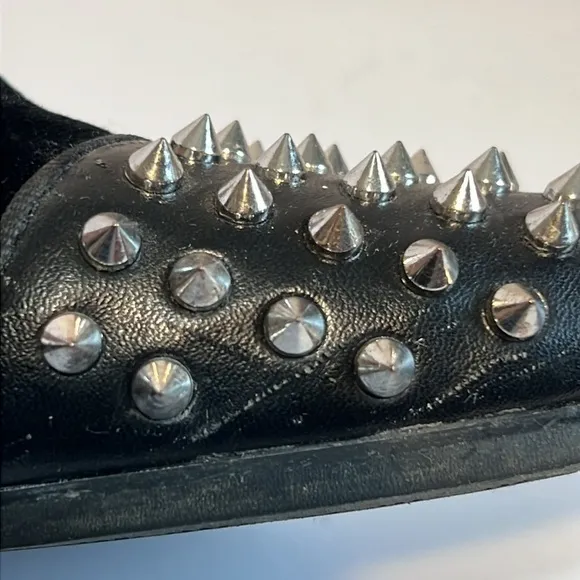 Steve Madden Mens Suede Black Spike Studded Slip On Goth Shoe Loafer Size 10