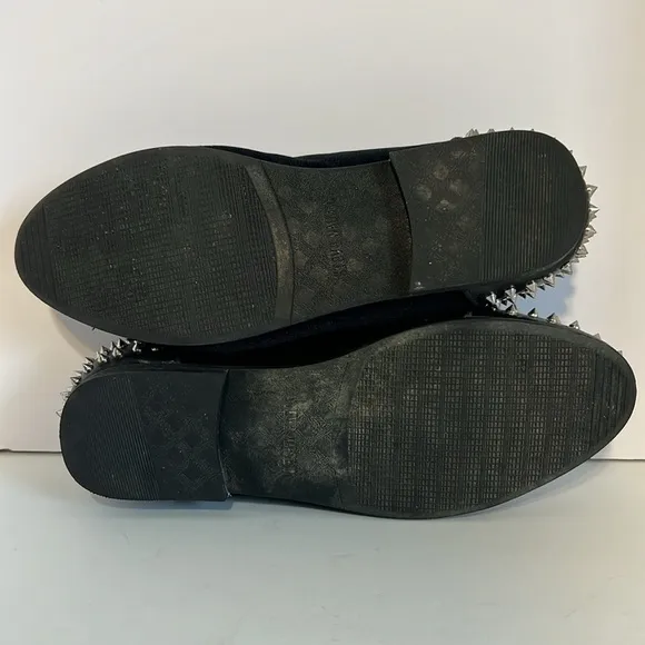 Steve Madden Mens Suede Black Spike Studded Slip On Goth Shoe Loafer Size 10