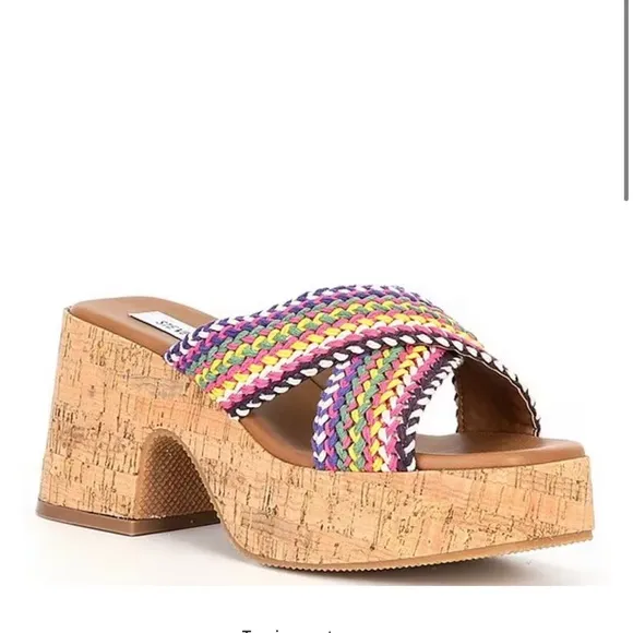 Steve Madden Rosy Rainbow Woven Cork Platform Sandals