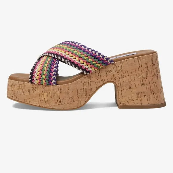 Steve Madden Rosy Rainbow Woven Cork Platform Sandals