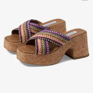 Steve Madden Rosy Rainbow Woven Cork Platform Sandals