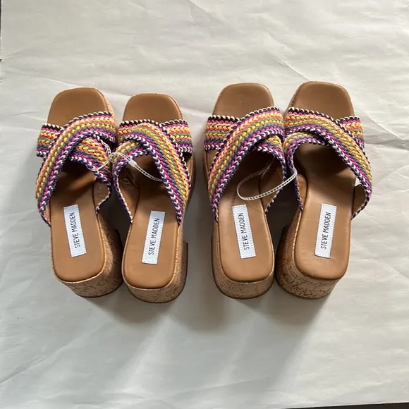 Steve Madden Rosy Rainbow Woven Cork Platform Sandals