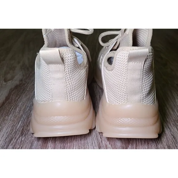 Steve Madden Vance Women's Rhinestone Trainer Beige Sneakers Size 8M Shoes