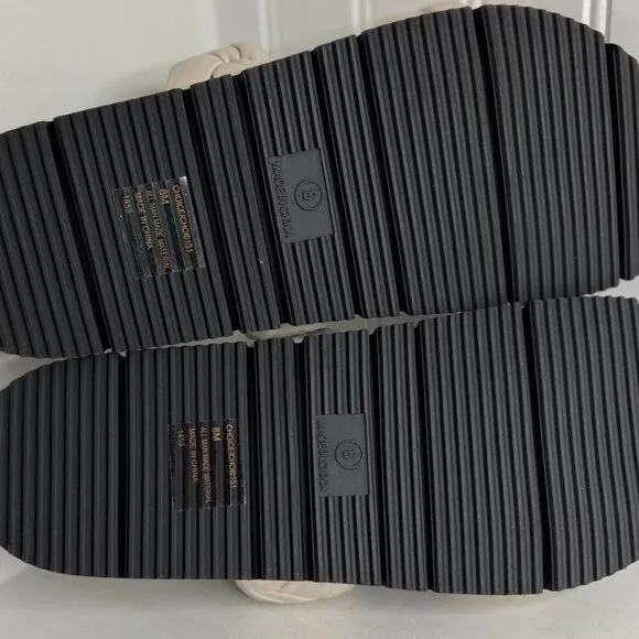 Steve Madden Womens Choice Woven Faux Leather Flatform Sandals in Bone Size 8