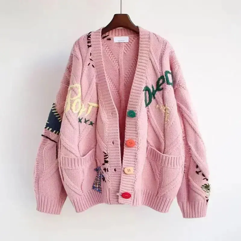 Streetstyle Embroidered Knitted Cardigan