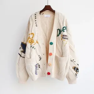 Streetstyle Embroidered Knitted Cardigan