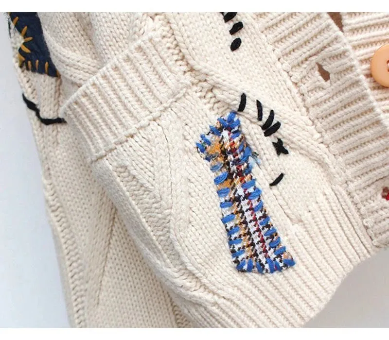 Streetstyle Embroidered Knitted Cardigan