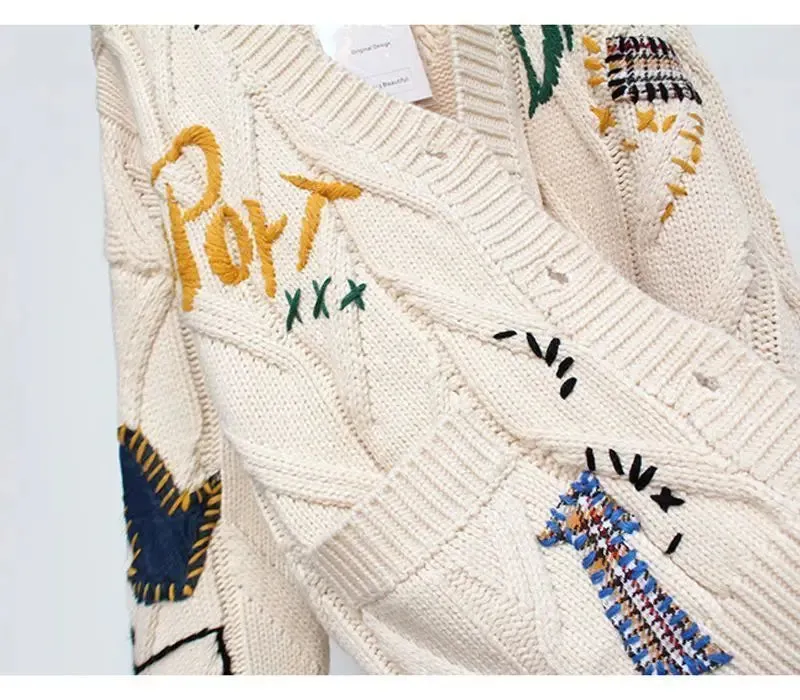 Streetstyle Embroidered Knitted Cardigan
