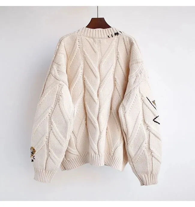 Streetstyle Embroidered Knitted Cardigan