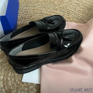 Stuart Weitzman Black Patent Leather Loafers