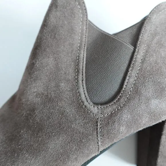 Stuart Weitzman Jackson Grey Suede Lug Sole Platform Heeled Ankle Boots