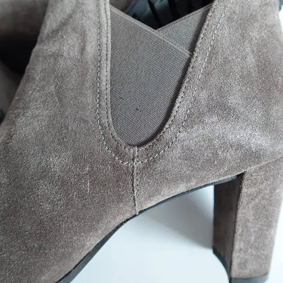 Stuart Weitzman Jackson Grey Suede Lug Sole Platform Heeled Ankle Boots