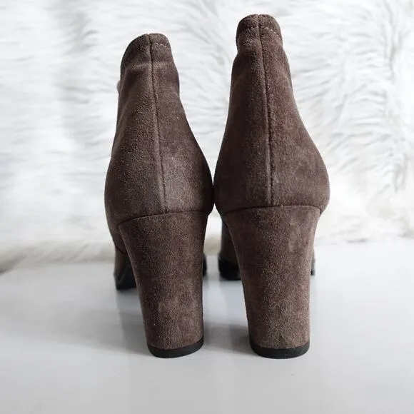 Stuart Weitzman Jackson Grey Suede Lug Sole Platform Heeled Ankle Boots