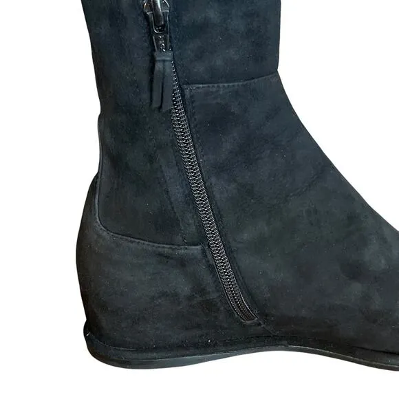 Stuart Weitzman Mainline Black Suede Hidden Wedge Knee-High Boots Size 7.5