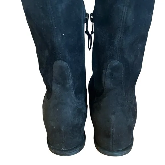 Stuart Weitzman Mainline Black Suede Hidden Wedge Knee-High Boots Size 7.5