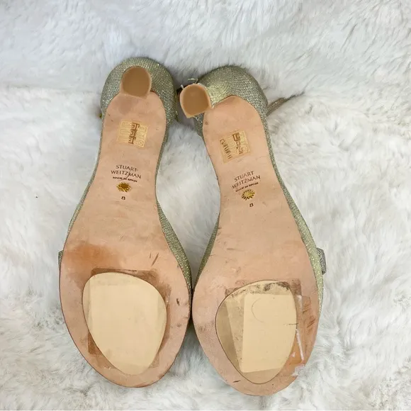 STUART WEITZMAN Nudistcurve Hollywood Shimmery Platform Heels Size 8  Wedding