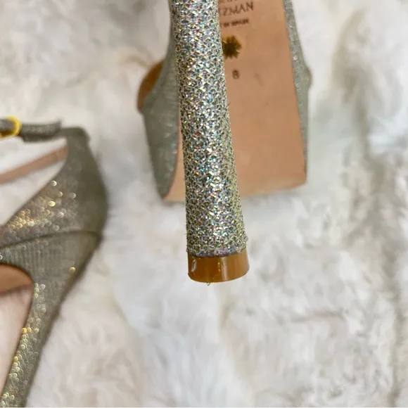 STUART WEITZMAN Nudistcurve Hollywood Shimmery Platform Heels Size 8  Wedding