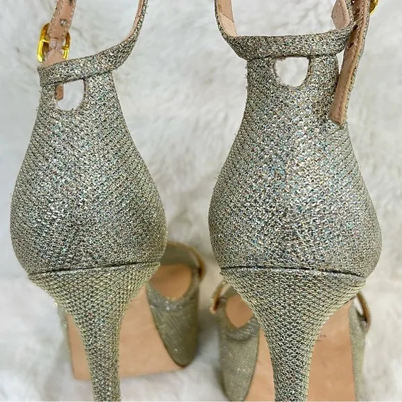 STUART WEITZMAN Nudistcurve Hollywood Shimmery Platform Heels Size 8  Wedding