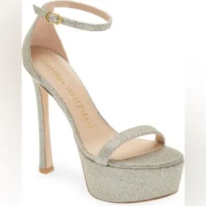 STUART WEITZMAN Nudistcurve Hollywood Shimmery Platform Heels Size 8  Wedding