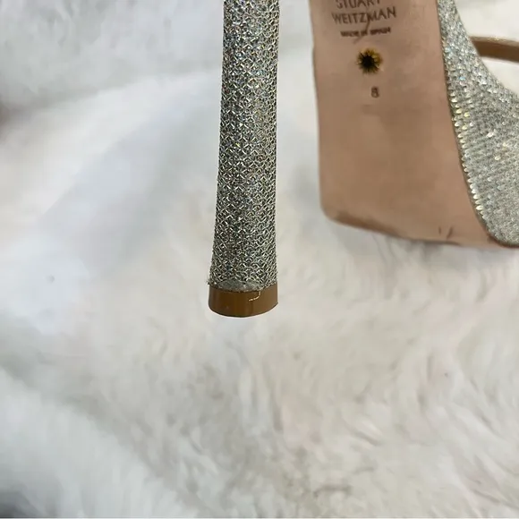 STUART WEITZMAN Nudistcurve Hollywood Shimmery Platform Heels Size 8  Wedding