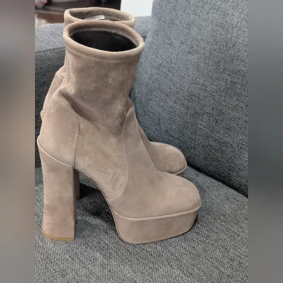 STUART WEITZMAN Skyhigh Suede Platform Sock Boots