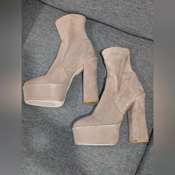 STUART WEITZMAN Skyhigh Suede Platform Sock Boots