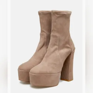 STUART WEITZMAN Skyhigh Suede Platform Sock Boots