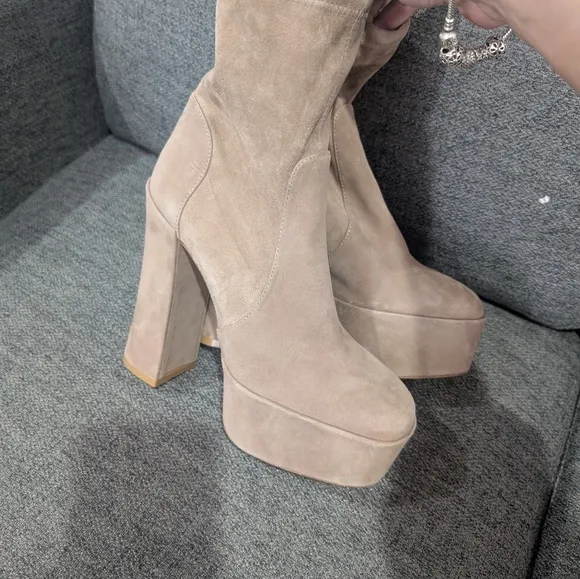 STUART WEITZMAN Skyhigh Suede Platform Sock Boots