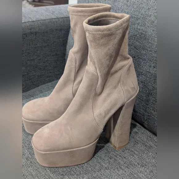 STUART WEITZMAN Skyhigh Suede Platform Sock Boots