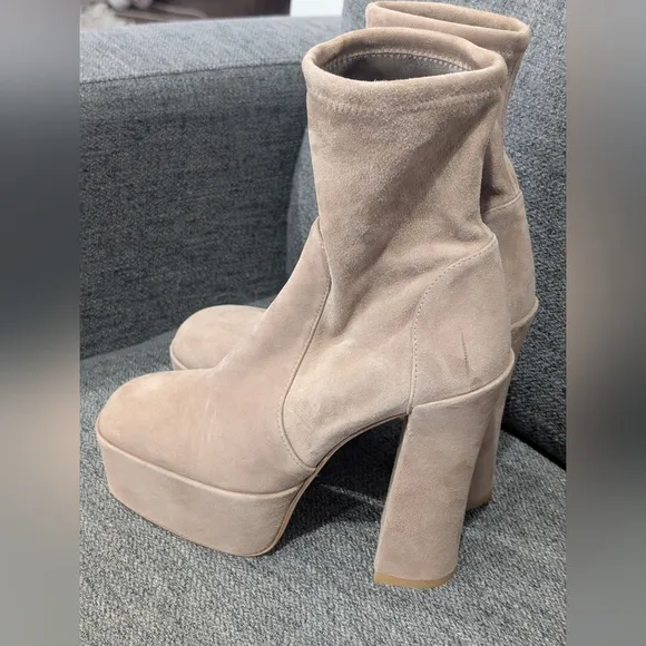 STUART WEITZMAN Skyhigh Suede Platform Sock Boots