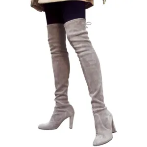 STUART WEITZMAN Suede Tall Over-The-Knee Boots size 6.5 in Taupe