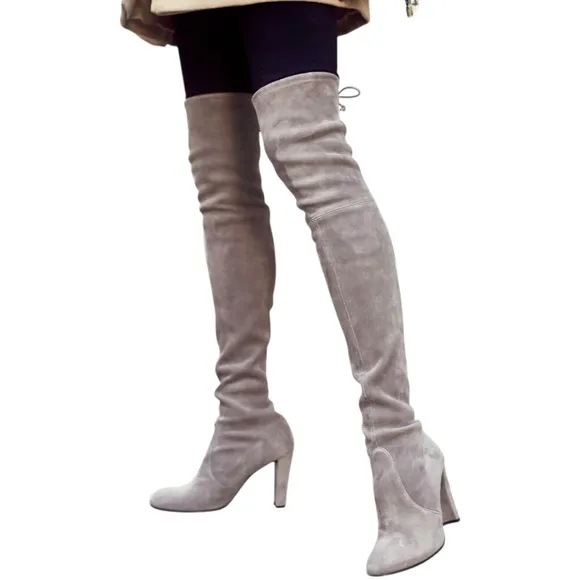 STUART WEITZMAN Suede Tall Over-The-Knee Boots size 6.5 in Taupe