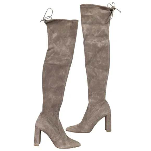 STUART WEITZMAN Suede Tall Over-The-Knee Boots size 6.5 in Taupe