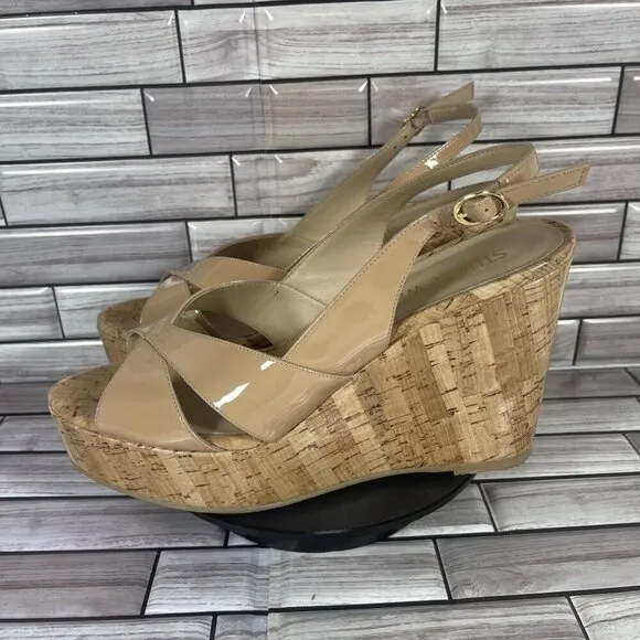Stuart Weitzman Women's Carmen Peep Toe Platform Wedge Sandal Shoe Size 10.5