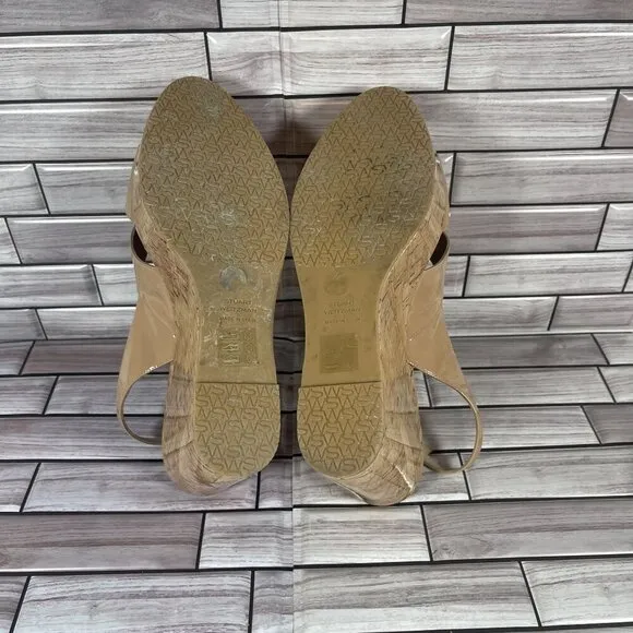 Stuart Weitzman Women's Carmen Peep Toe Platform Wedge Sandal Shoe Size 10.5