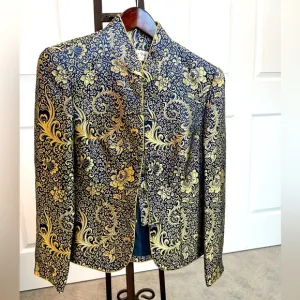 Stunning traditional Chinese jacket in Blue and Gold