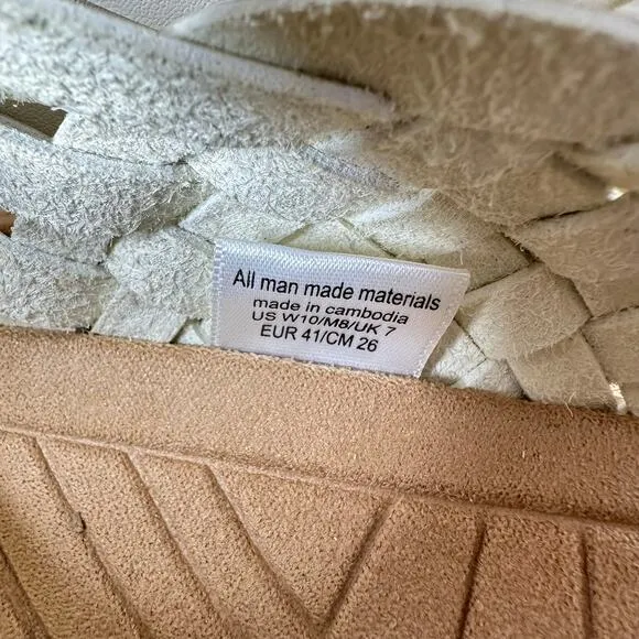 Sundance Malibu Sandals Canyon Classic Vegan Leather Woven Sandals Off White NEW